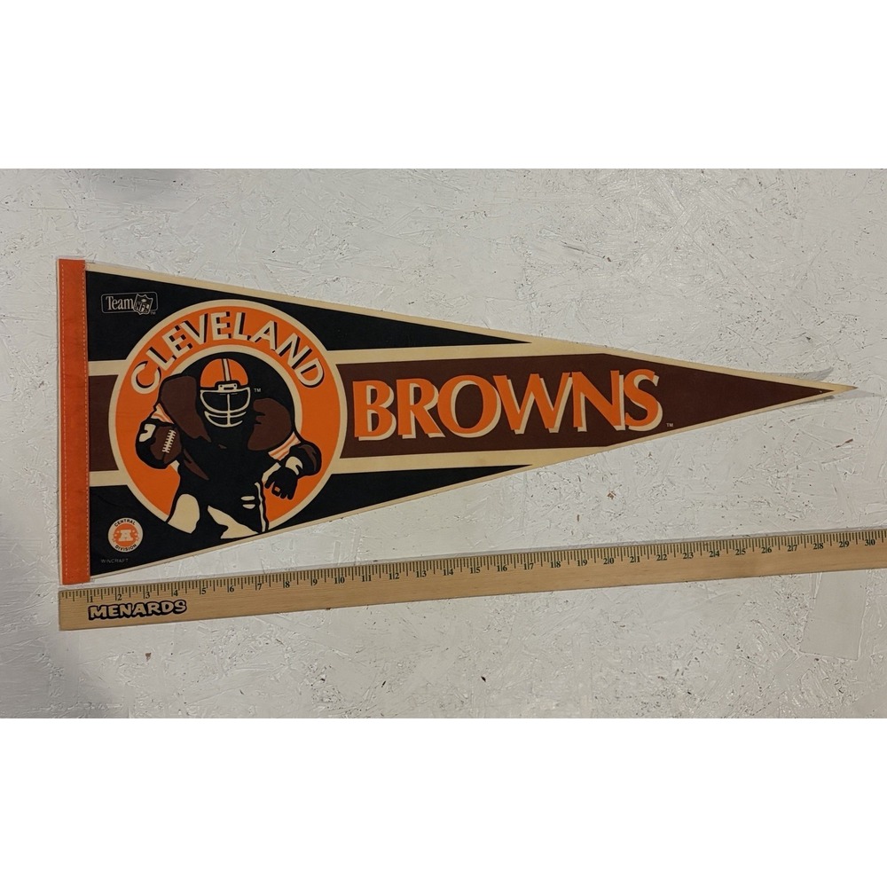 Vintage 1990's Cleveland Browns Football Full Size NFL Pennant 30'' Long